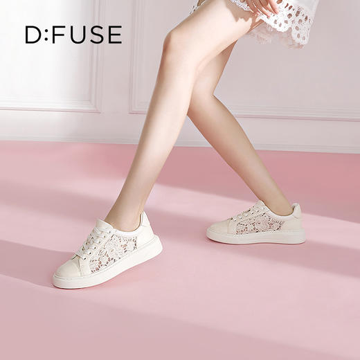 DFuse迪芙斯2023春季新款圆头刺绣蕾丝小白鞋休闲板鞋DF31112296 商品图5