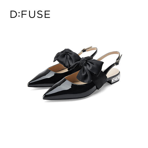 DFuse迪芙斯2023春季新款尖头真丝蝴蝶结低跟单鞋女鞋DF31114111 商品图5