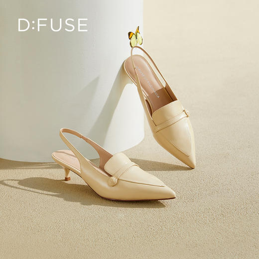 DFuse迪芙斯2023春季新款羊皮尖头后空细跟乐福鞋单鞋DF31114262 商品图1