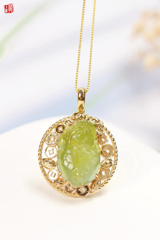 天然黄翡【龙龟】吊坠     镶嵌：18K金 商品图5