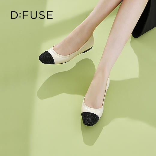 D:FUSE/迪芙斯春季新款羊皮方头烫钻平底蛋卷鞋单鞋DF31111306 商品图7