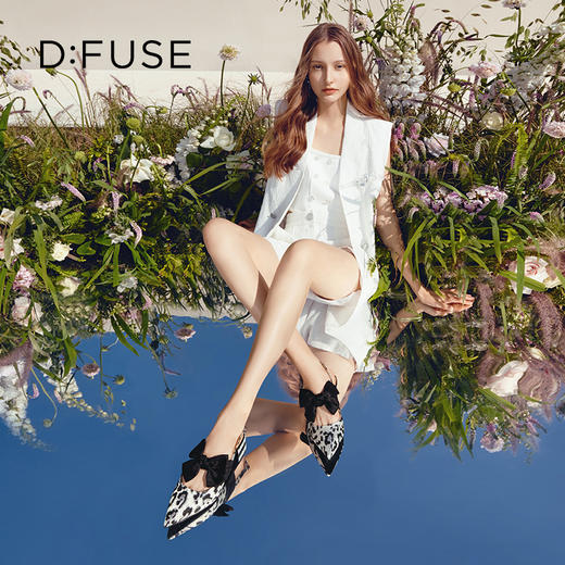 DFuse迪芙斯2023春季新款尖头真丝蝴蝶结低跟单鞋女鞋DF31114111 商品图8