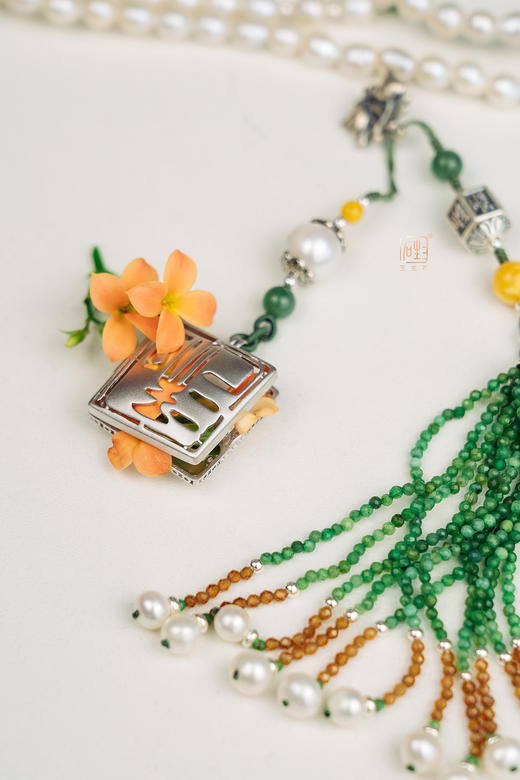 天然珍珠蜜蜡碧玉香囊设计款多用长链 商品图8