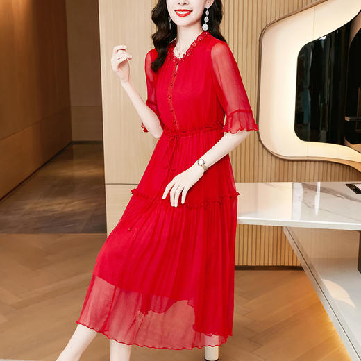 时尚修身，纯色真丝连衣裙SM82298117 商品图3