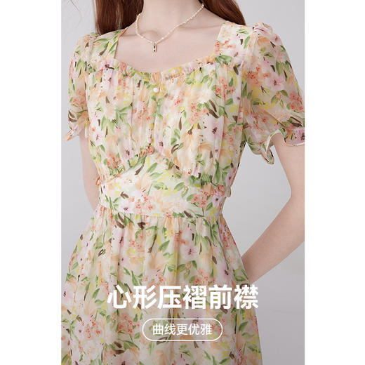 【严选】诗凡黎夏超仙森系温柔风碎花泡泡袖荷叶边设计连衣裙7E6393471 商品图2