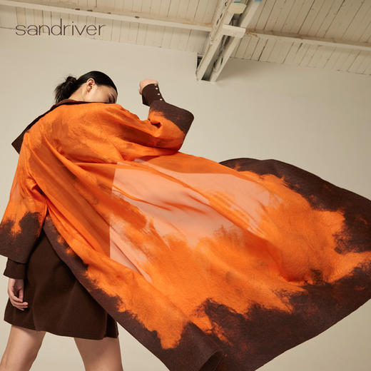 羊绒桑蚕丝手工毛毡风衣外套 SJF93W334N 商品图3