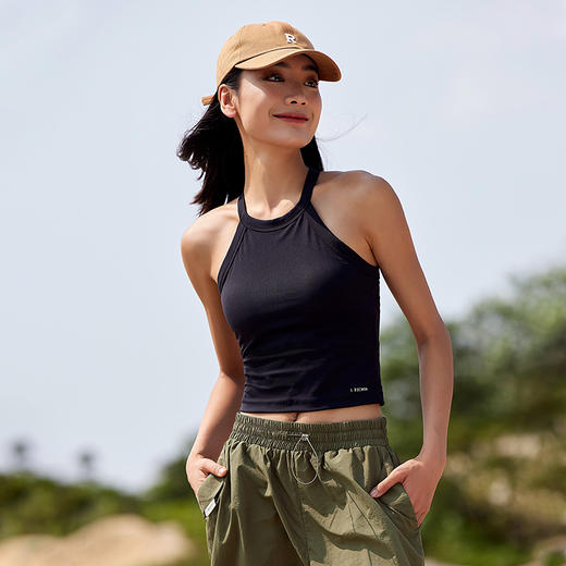 【肌理面料】一体式胸垫小圆领大露背运动背心-低强度 商品图1