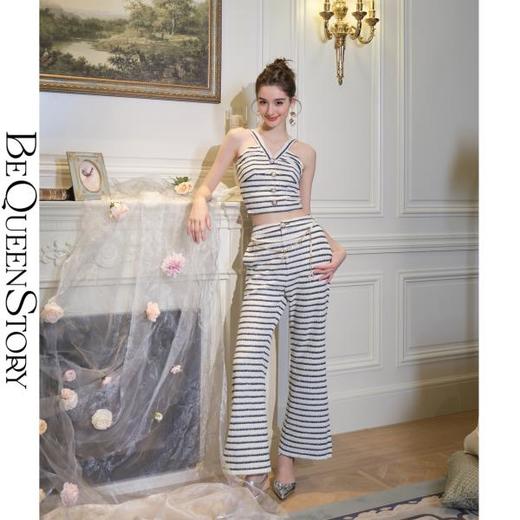 BeQueenStory 【香风维纳斯】轻奢小香风针织条纹套装2023夏季新 商品图4