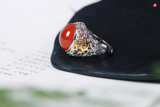 南红保山冰红戒指【溪知】 商品图1