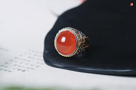 南红保山冰红戒指【溪知】