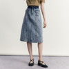 谜底牛仔半身裙2023秋新款复古A字型高腰百搭纯棉中长裙233MB1060 商品缩略图0