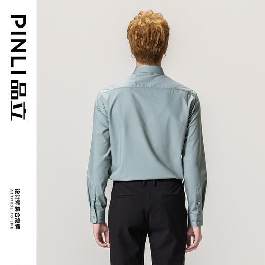 PINLI品立春季新款男士百搭纯色打底衬衫长袖衬衣GD231113038 商品图3