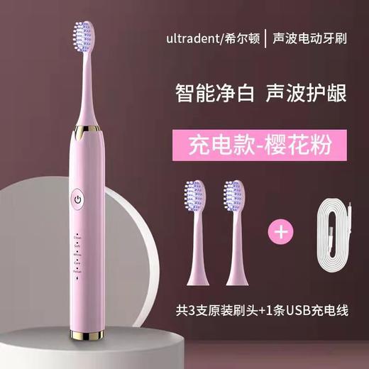 【39.9两件任选】成人儿童亲子电动牙刷充电 希尔顿电池款电动牙刷，专业柔软刷头，持久续航，高颜值设计，清洁更方便，高密度软刷毛，磁悬浮USB充电，7级防水，超声波电动牙刷，养成科学刷牙方式！ 商品图13