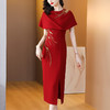 高贵优雅，喜婆婆婚宴装红色礼服夏新款气质绣花旗袍连衣裙AHM-mdnz5683 商品缩略图3
