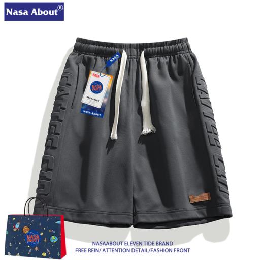 【短裤】 NASA短裤男士夏季冰丝薄款宽松大裤衩美式潮牌运动休闲五分中裤子 商品图2