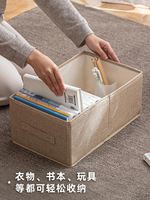 棉麻衣服收纳箱    布艺衣物搬家整理盒箱子折叠衣柜宿舍储物筐袋家用裤子3.180 商品图3