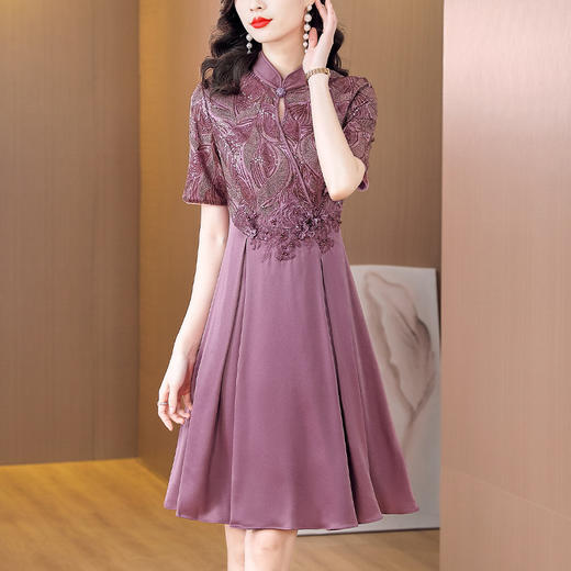 时尚气质，贴花拼接礼服敬酒服改良优雅旗袍连衣裙AHM-zne9735 商品图0
