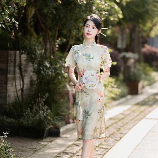 复古温柔风，年轻款双层天丝苎麻旗袍JLM3127 商品图5