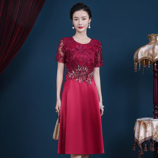 JC-5390婚宴晚礼服女平时可穿气质宴会喜婆婆晚礼服裙小个子夏 商品图0