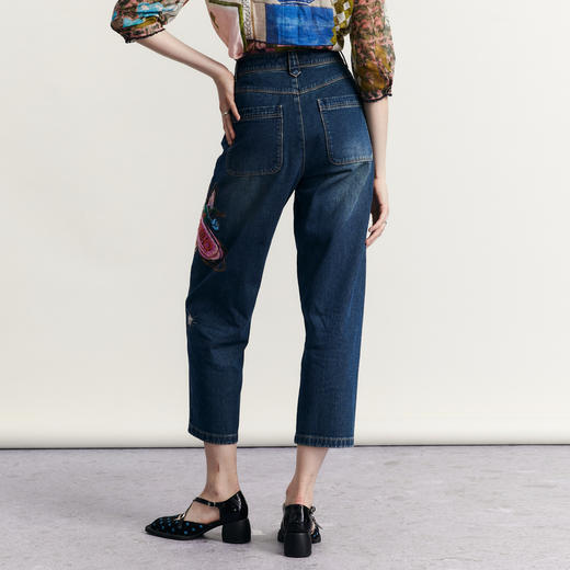 谜底复古绣花牛仔裤女2023秋季新款原创重工刺绣萝卜裤233MK0965 商品图2