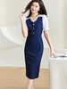 【 现货】米思阳2025夏季新款优雅知性收腰连衣裙开叉修身中长款一步裙1693 商品缩略图1