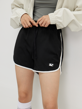 CryingCenter 黑色撞白包边休闲美式校园热裤运动短裤哭喊中心
