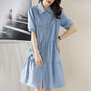 奢姿2025夏装新款胖妹妹大码女装气质泡泡袖翻领温柔风连衣裙6632809061 商品缩略图1