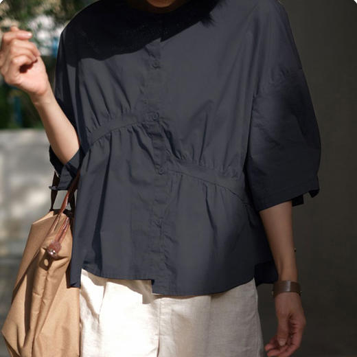 【为思礼】日本品牌KS 褶皱衬衫 冰感棉面料 错位设计 3色可选 商品图6