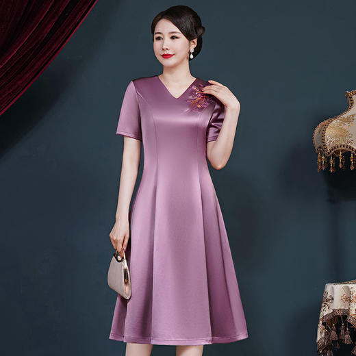 JC-62316喜庆结婚婚宴喜婆婆女装礼服喜婆婆年轻款醋酸连衣裙 商品图3
