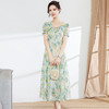 夏季新款，木耳边短袖系带蝴蝶结时尚中长裙女装长裙印花连衣裙QYM-YM-A2346-Y 商品缩略图5