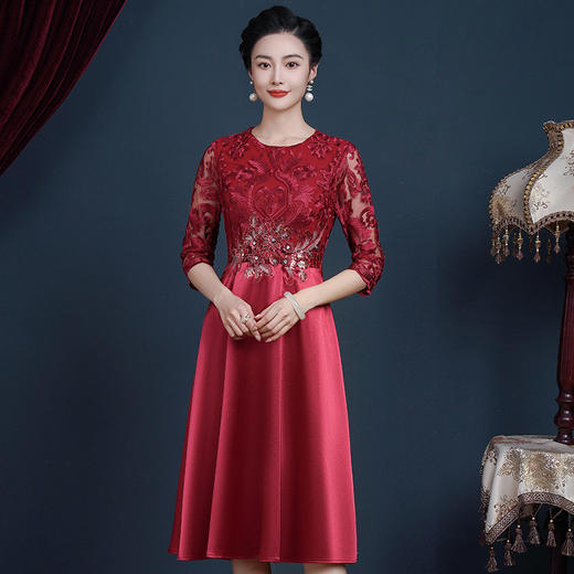 JC-5390婚宴晚礼服女平时可穿气质宴会喜婆婆晚礼服裙小个子夏 商品图4