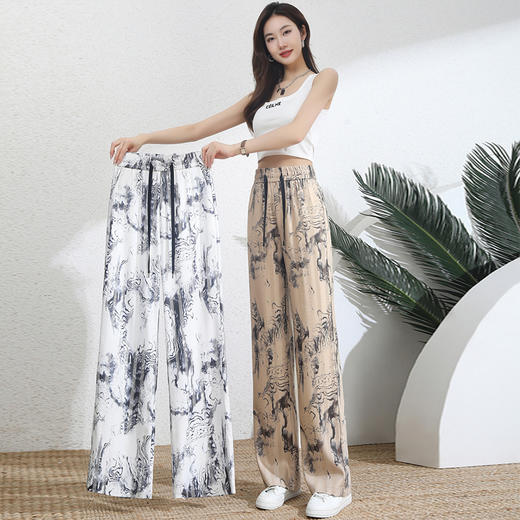 夏季新款，印染水墨画休闲垂感裤子天丝阔腿裤HR-MFE8965-1 商品图5