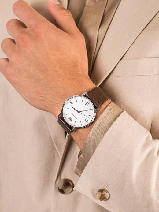 美国现货799直邮到手✈️阿玛尼AR11173男士石英手表⌚️天然皮质表带 商品图2