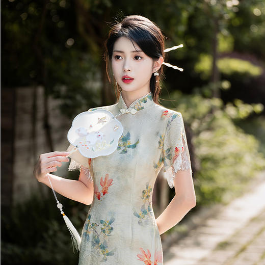 复古温柔风，年轻款双层天丝苎麻旗袍JLM3127 商品图0