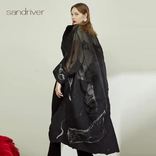羊绒桑蚕丝手工毛毡风衣外套 SJF93W334N 商品图9