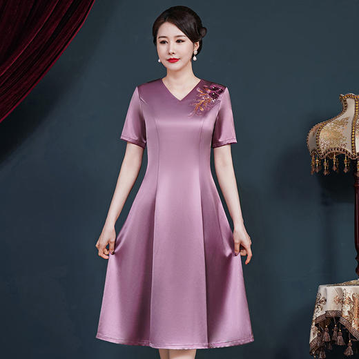 JC-62316喜庆结婚婚宴喜婆婆女装礼服喜婆婆年轻款醋酸连衣裙 商品图0