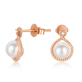 MEMORA诗普琳恋珠系列玫瑰18K金珍珠耳饰ZE214901