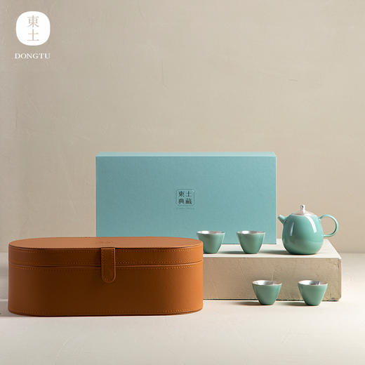 东土青瓷品宋鎏银青瓷茶组家用中式功夫茶具礼盒高档 商品图0