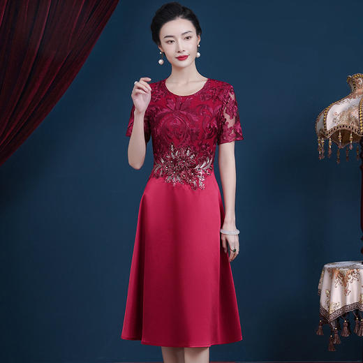 JC-5390婚宴晚礼服女平时可穿气质宴会喜婆婆晚礼服裙小个子夏 商品图1