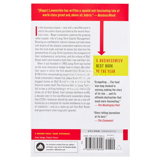 【中商原版】赌金者 长期资本管理公司的升腾与陨落 LTCM When Genius Failed 英文原版 罗杰 洛温斯坦 Roger Lowenstein 商品图1