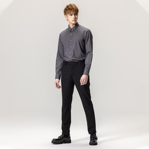 PINLI品立春季新款男士百搭纯色打底衬衫长袖衬衣GD231113038 商品图4