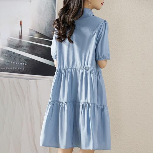 奢姿2025夏装新款胖妹妹大码女装气质泡泡袖翻领温柔风连衣裙6632809061 商品图2