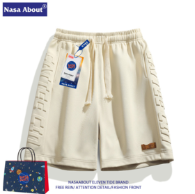 【短裤】 NASA短裤男士夏季冰丝薄款宽松大裤衩美式潮牌运动休闲五分中裤子