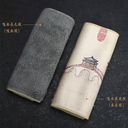 台隆金-吸水鹿皮绒彩绘柔方茶巾双面加厚高档古风茶具配件 商品图3