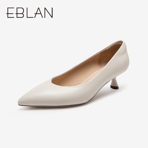 伊伴秋季女鞋尖头细跟单鞋一脚蹬通勤鞋优雅羊皮高跟鞋B23443602 商品图1