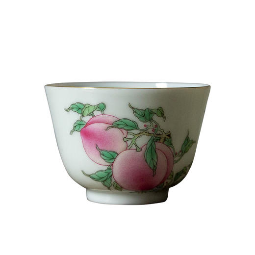 茶香记  双桃正心杯景德镇徐窑100ml粉彩灵动秀丽品茗杯陶瓷茶杯 商品图4