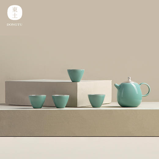 东土青瓷品宋鎏银青瓷茶组家用中式功夫茶具礼盒高档 商品图1