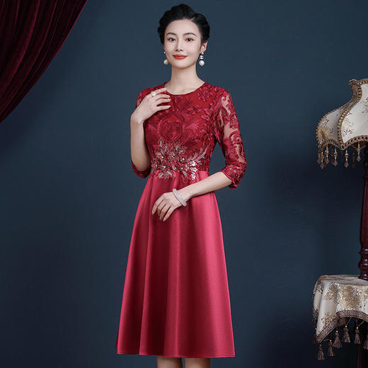 JC-5390婚宴晚礼服女平时可穿气质宴会喜婆婆晚礼服裙小个子夏 商品图3