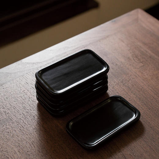 TE长方杯托/茶杯垫 杯垫/茶托组 黑木茶托功夫茶具茶道配件杯 商品图0