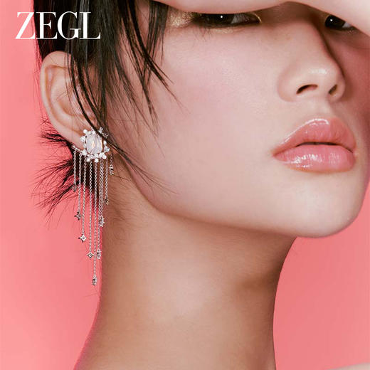 ZEGL设计师蕾丝系列流苏耳环女高级感轻奢长款耳钉925银针耳饰品 商品图3